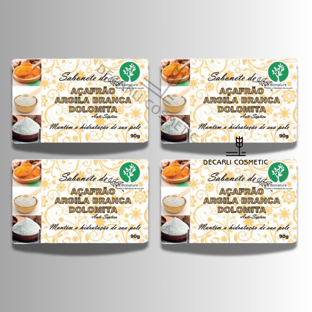 4 UN Sabonete Barra de Açafrão e Dolomita 90g - Bionature
