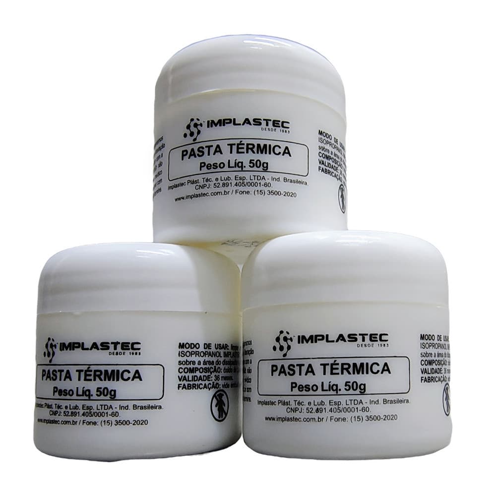3X Pastas Térmica Branca Implastec Pote 50g  Alto Rendimento