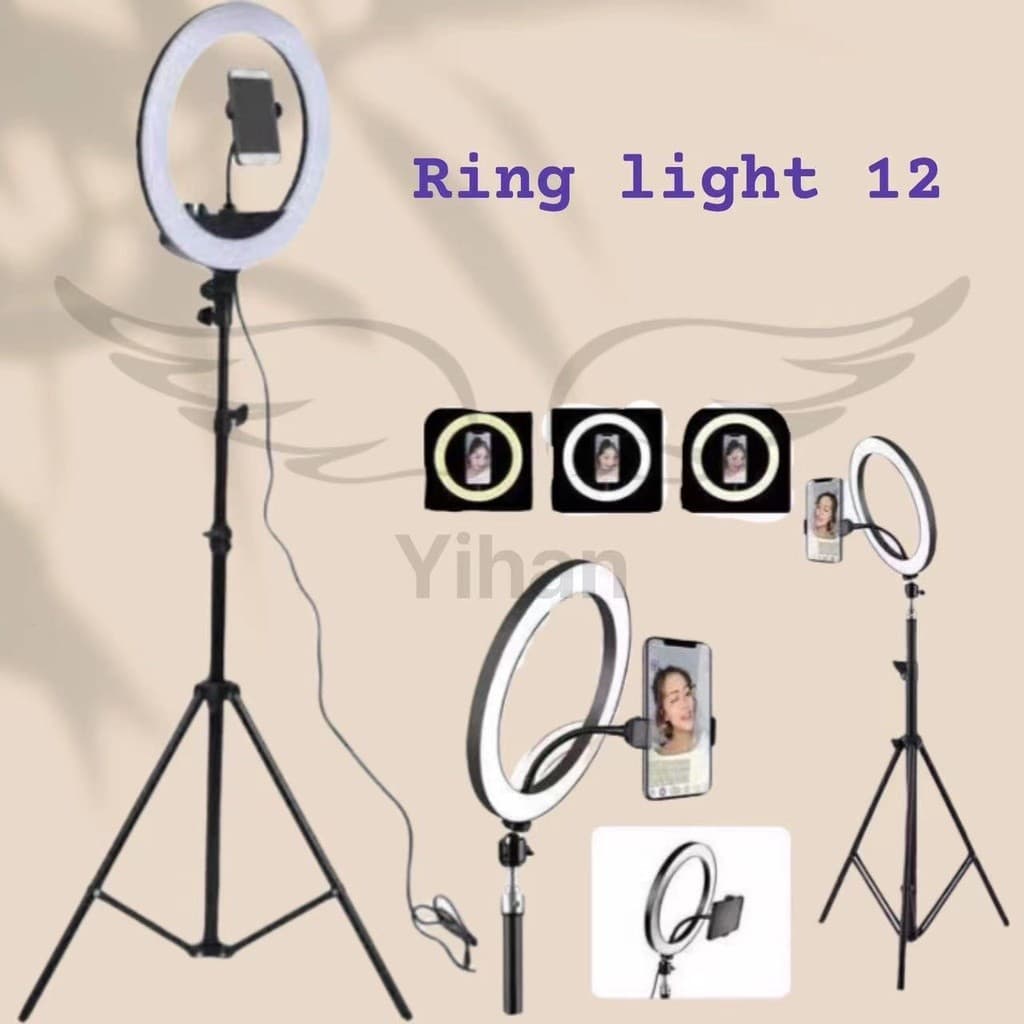 Kit Completo Anel Luz12  30cm Com Tripé 2.1M Dimmer  suporte celular YihanStore
