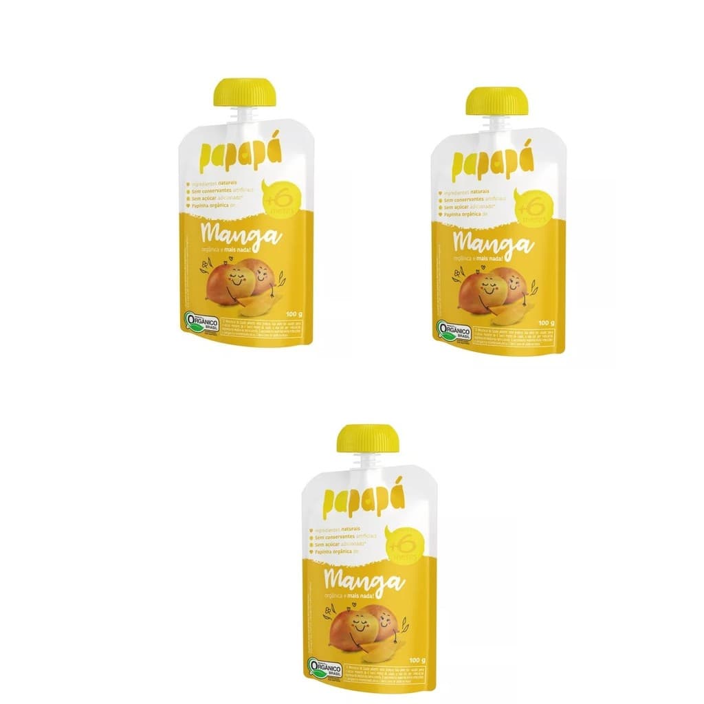 Kit 3 Papinha Org Manga Papapá Squeeze 100g