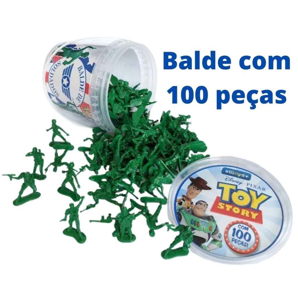 Balde de Soldados Toy Story Com 100 Soldados Disney - Toyng