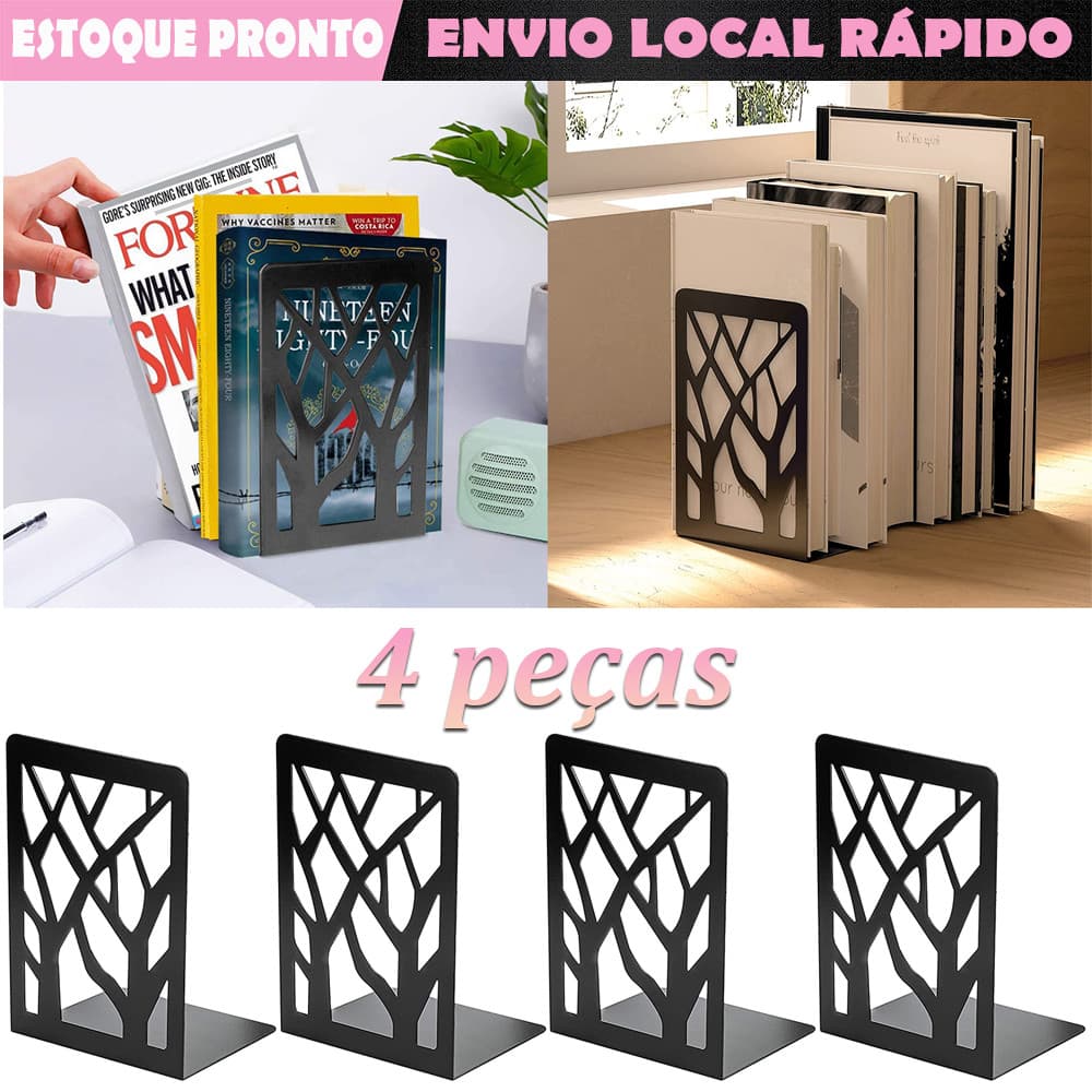 4 peças Apoio Para Livros Aparador Bibliocanto Suporte Estante Balcão Suportes para livros