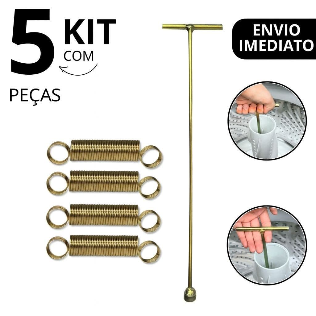 KIT 5 Peças 1 Chave T 10mm Longa Agitador Electrolux 62cm Lm08 Lm06 + 4 molas