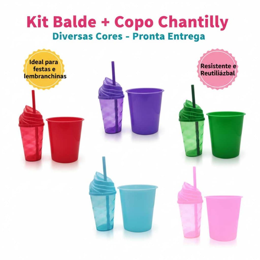 Kit Cinema 15 Baldinho Pop Pipoca 1 L + 15 Copo Chantilly 400ml Aniversario Lembrancinha