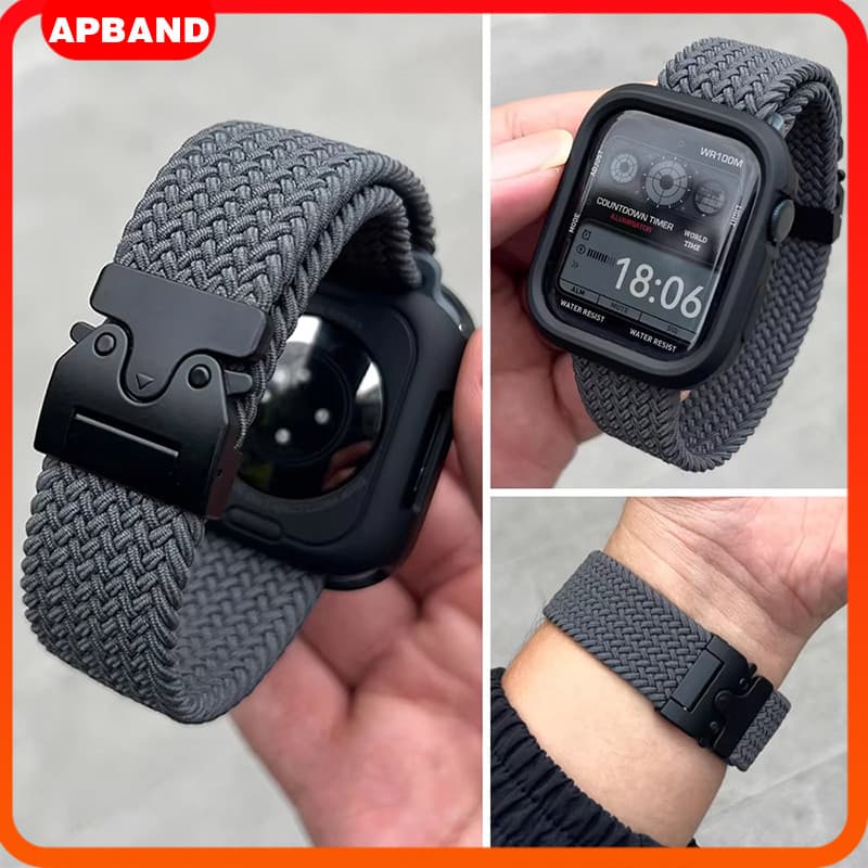 Pulseira De Nailon Magnético Tecido Para Para Relógio Iwatch Apple Watch Série 11 10 9 Ultra 3 2 49 46 45 44 42 41 40mm