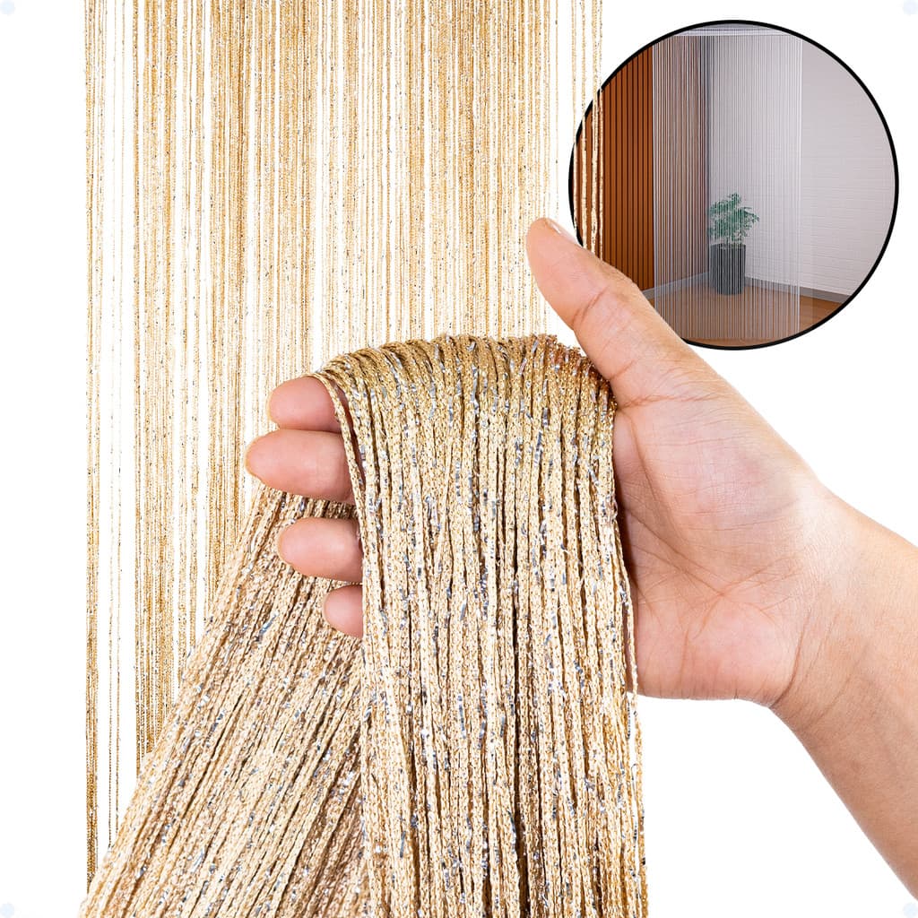 Cortina De Linha De Porta Linear Decorativa Luxo Brilho Reluzente Sala Quarto Banheiro 200 x 100 cm