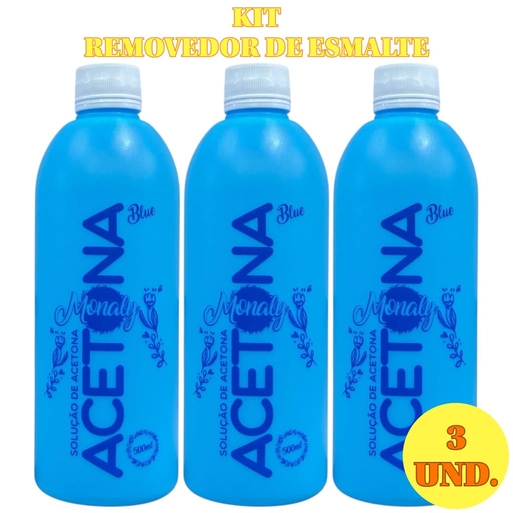Kit 3 Monaly removedor de esmalte 500ml