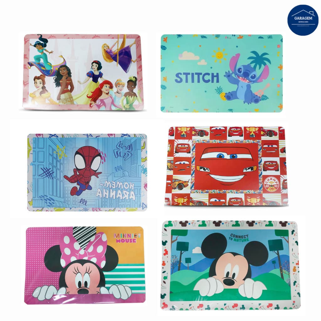 Lugar Americano para Mesa Meninas e Meninos Disney Princesas, homem aranha, Mickey, carros, minnie, stitch Tuut