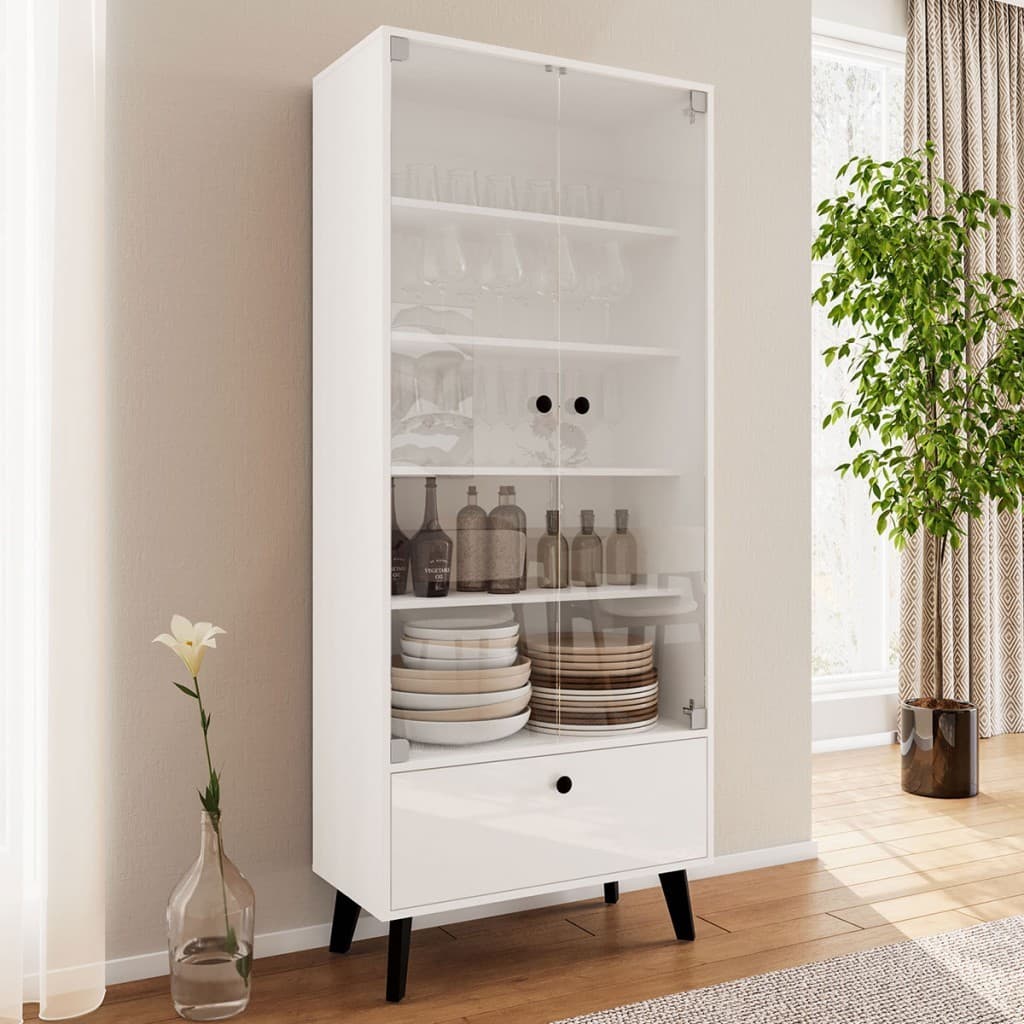 Cristaleira Londres 2 Portas 1 Gaveta com Vidro - Politorno