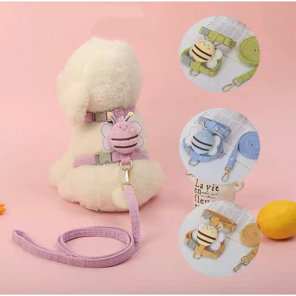 Conjunto de Coleira COM ABELHA e Guia para Gato  Macio, Seguro, Ajustável, para Gatinhos e Filhotes