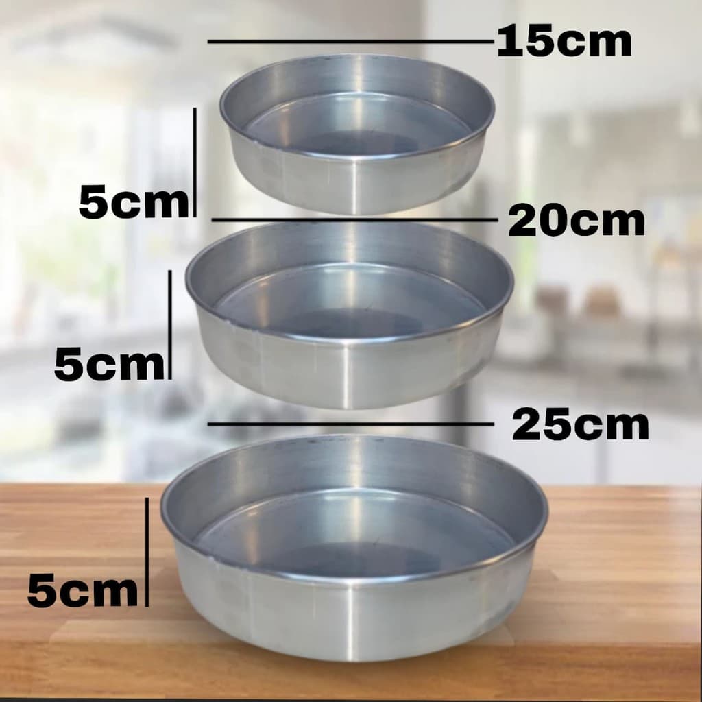 Kit 3 Assadeiras de Alumínio Redondas 15x5cm | 20x5cm | 25x5cm