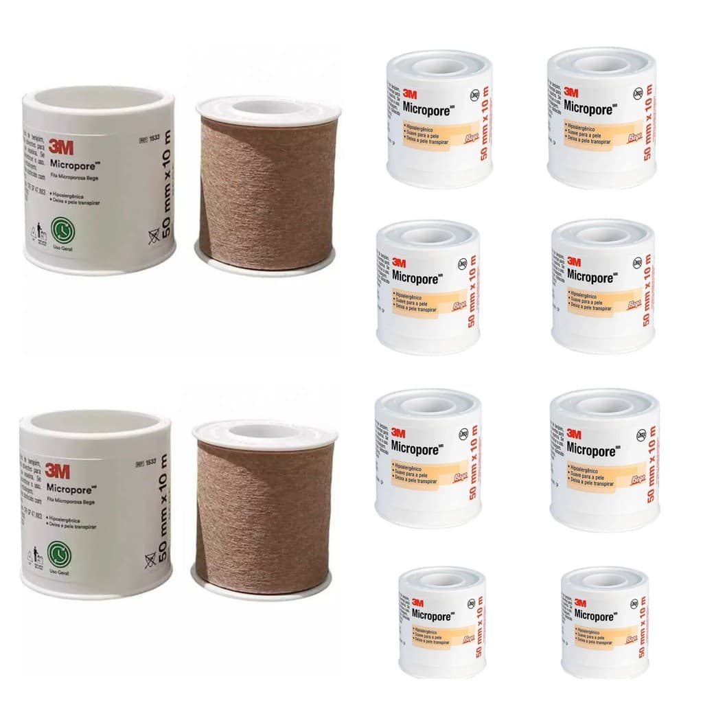 Kit 10 Fitas Micropore 3M 50x10m Bege