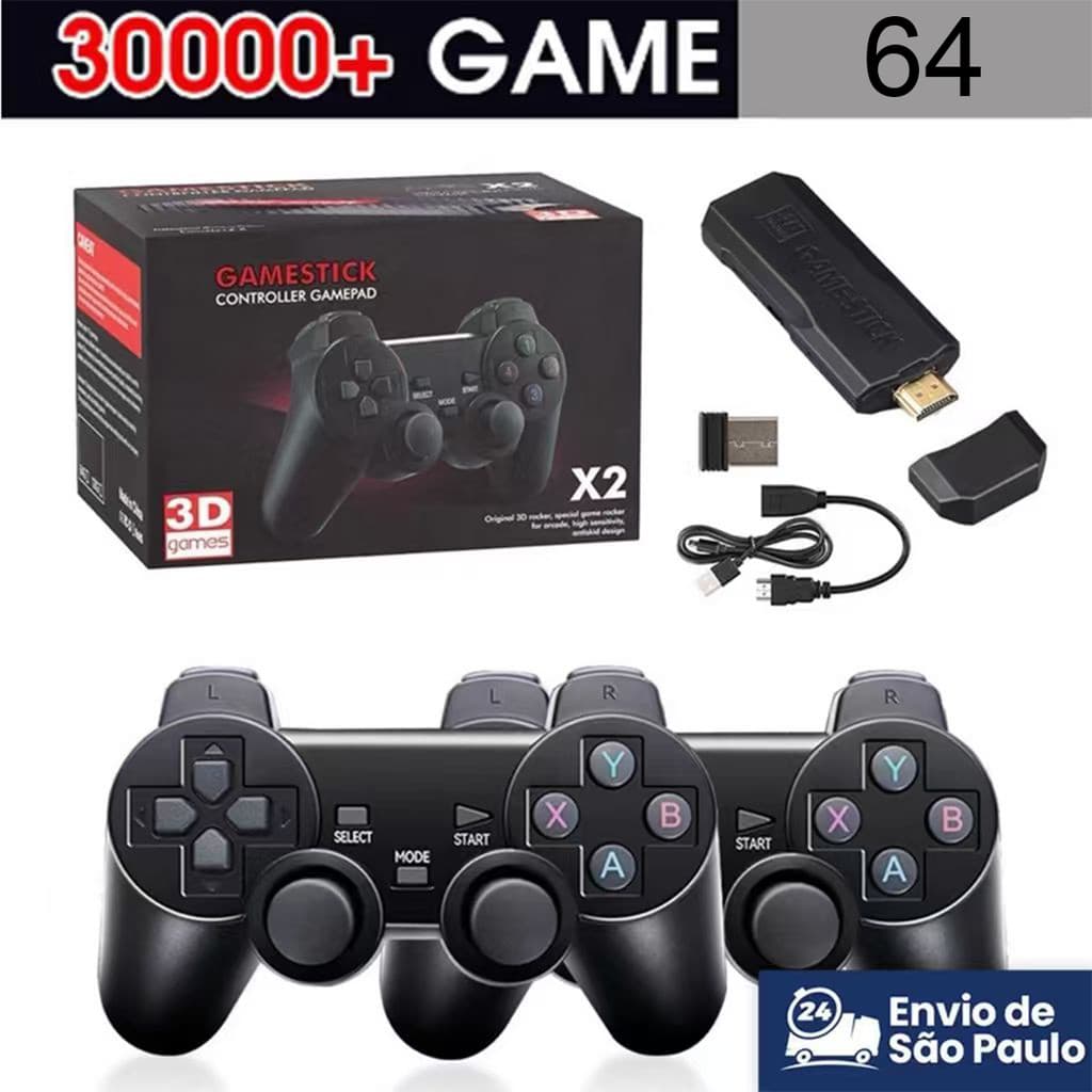 Videogame Stick 2-Console 4K GD10 , 64 Gb , 37.000 Jogos + 2 Controladores . Pronto Para Entrega Imediata De Retrô PSP ,
