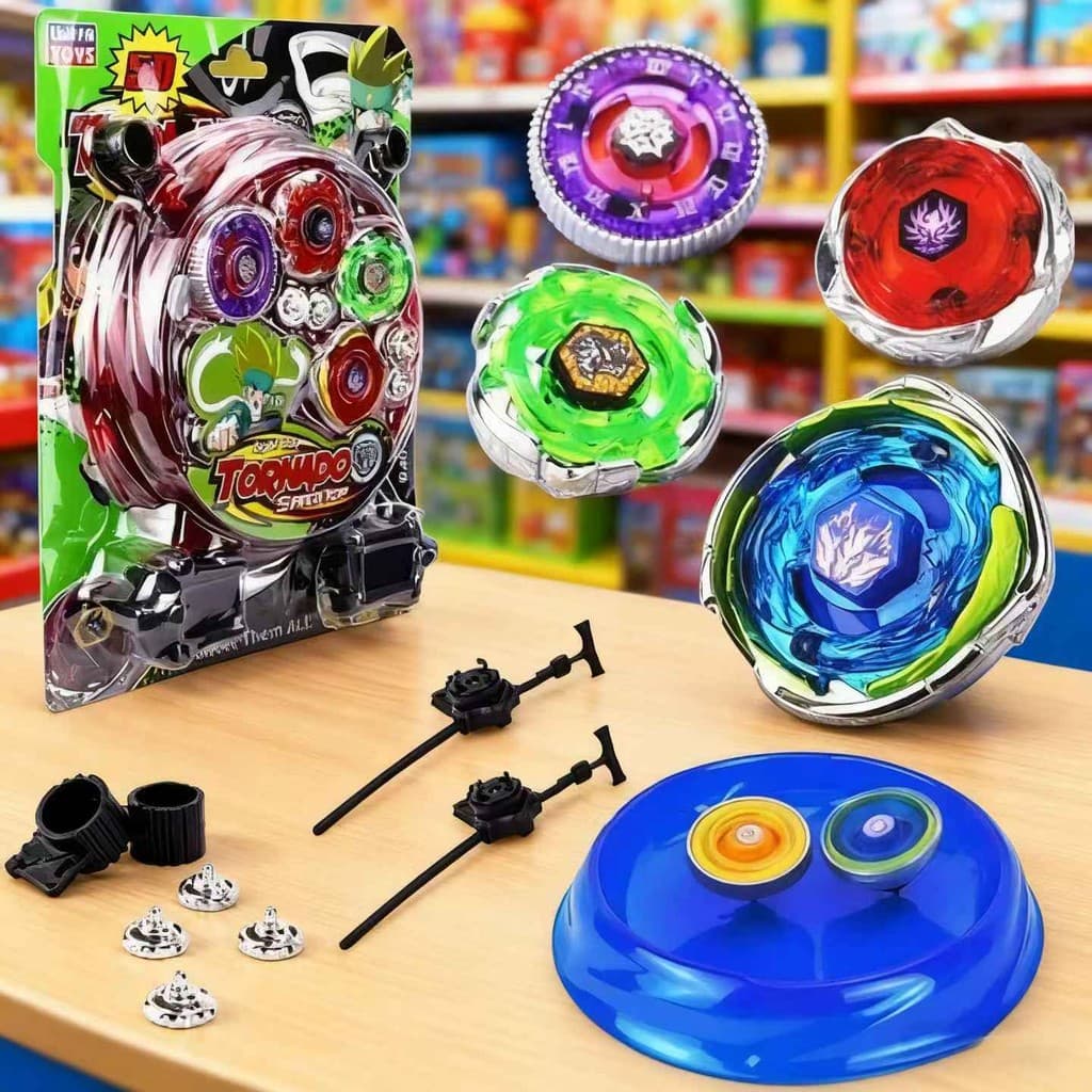 Kit 4 Beyblades Metal com LED + Lançadores + Arena de Combate - Brinquedo de Pião Interativo