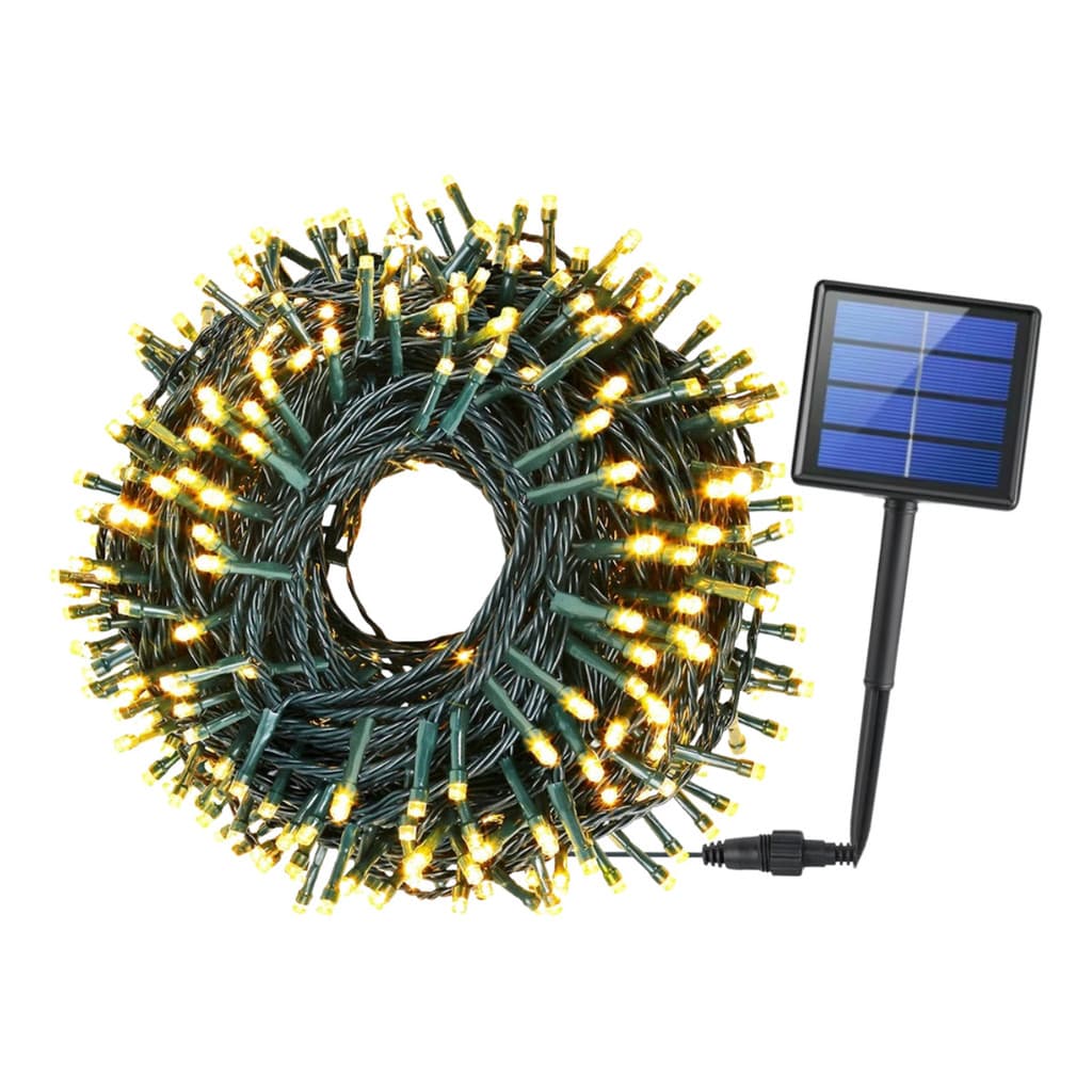 Cordão Pisca-pisca Luz Natal Led Solar 100m Grande Amarelo