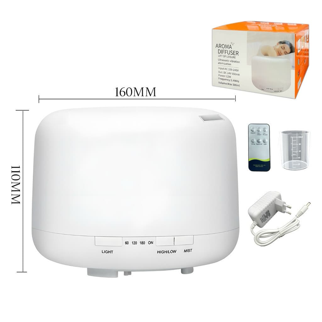 500ML Umidificador Difusor Aromatizador  Ultrassônico Estilo Led 7 cores com controle