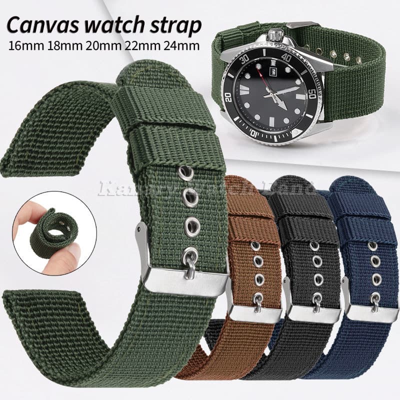 Pulseira De Relógio De Lona De Náilon Universal 16mm 18mm 20mm 22mm 24mm Tecido Macio Esportivo Militar Masculino Femini
