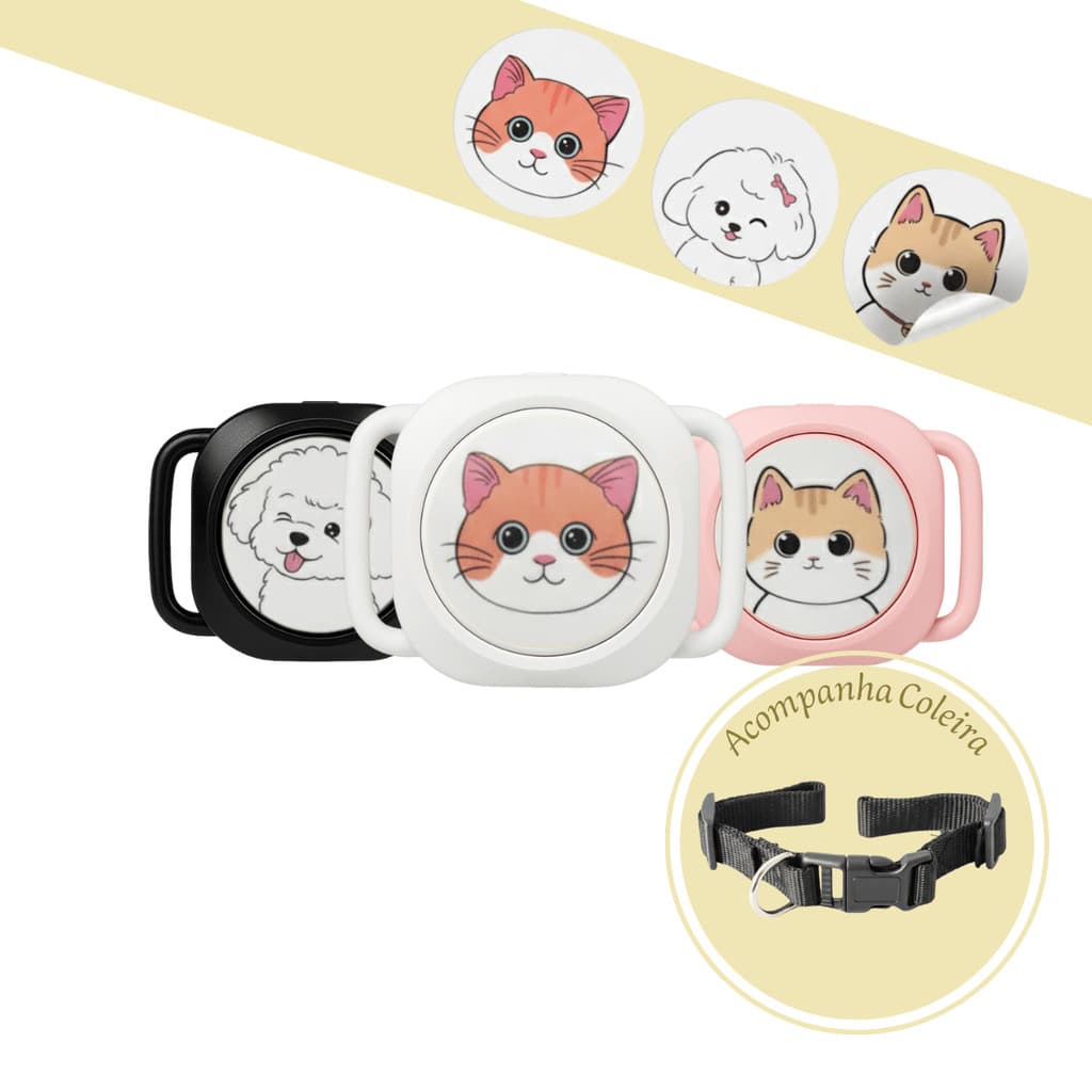 Smart Tag Rastreador para Pet com Coleira Compatível com Iphone - Preto