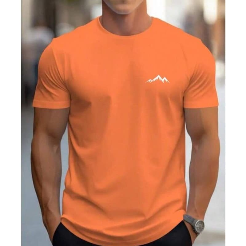 *OFERTA EXCLUSIVA* Camiseta de Manga curta Gola Redonda Homens Estampa Montanha Moda Primavera Verão