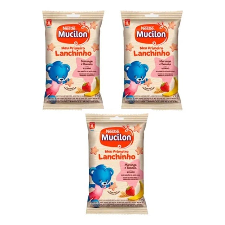 Mucilon Meu Primeiro Lanchinho Sabor Morango E Banana - C/3