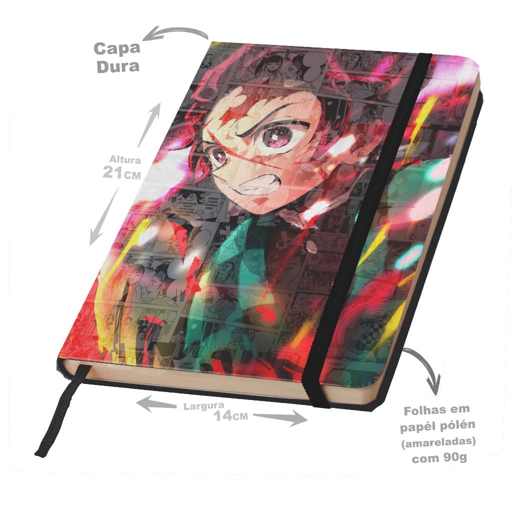 Caderno SKETCHBOOK ou anotações KIMETSU DEMON SLAYER CAPA DURA21x14cm ENVIO IMEDIATO
