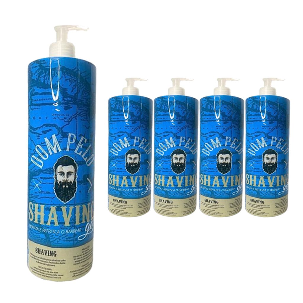 Kit 4 Shaving Gel Dom Pelo 1kg Profissional - Barba Suave Sem Irritações - Envio Imediato