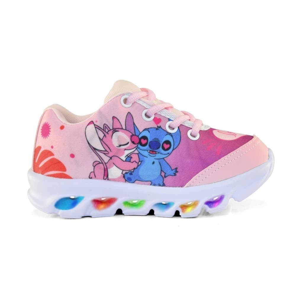 Tênis de Led Infantil Menina Stitch Rosa Divertido e Estiloso