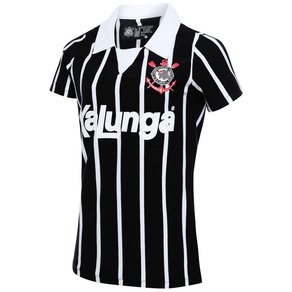 Camisa Polo Retrô Corinthians Kalunga Edição 1990 Feminina Oficial