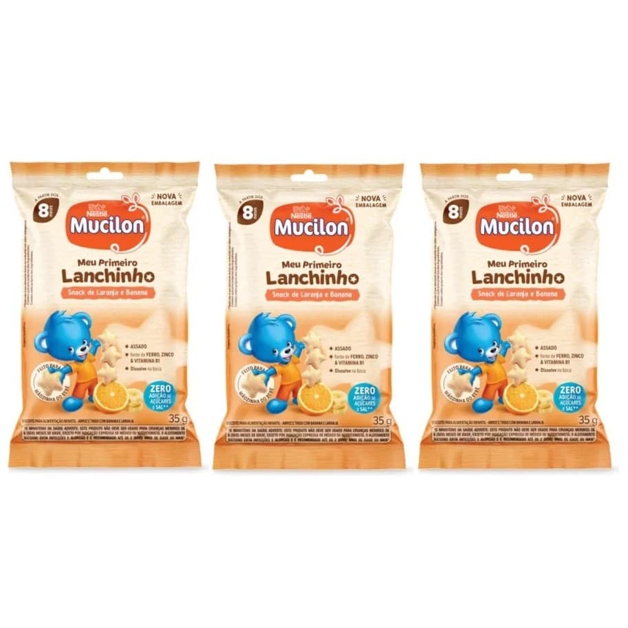 Mucilon Meu Primeiro Lanchinho Sabor Laranja E Banana C/3