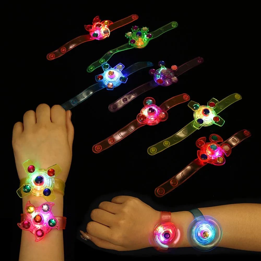 6/12 Unidades LED Light Up Fidget Spinner Pulseiras Luminosas Que Brilham No Escuro Lembrancinhas Para Crianças Caixa De