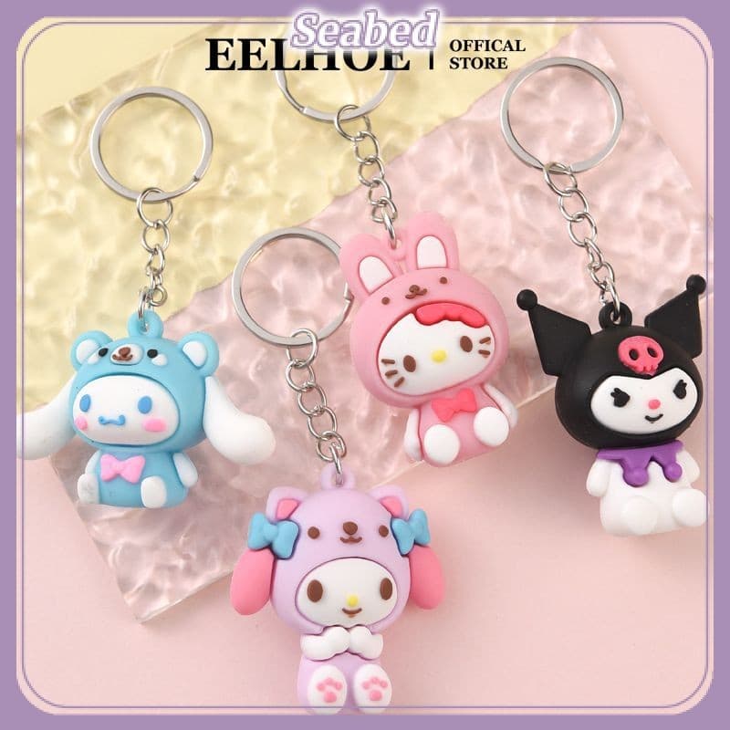 EELHOE fofo Hello Kitty Cinnamoroll Kuromi chaveiro de acrílico para meninas seabed.br