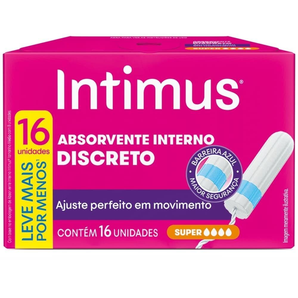 ABSORVENTE INTERNO INTIMUS DISCRETO SUPER 16 UNIDADES
