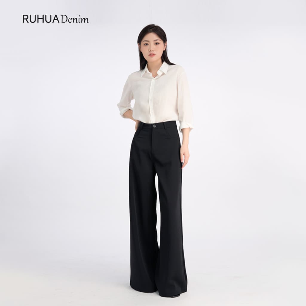 [Série 25010] Calça de terno de perna larga - primavera outono estendida