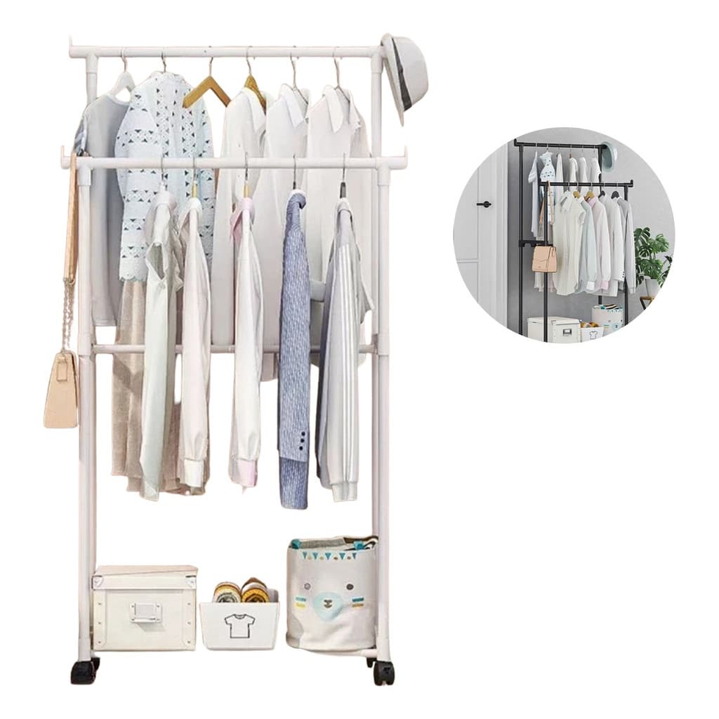 Arara Dupla Movel Grande E Resistente Com Pendurador Roupas Preto