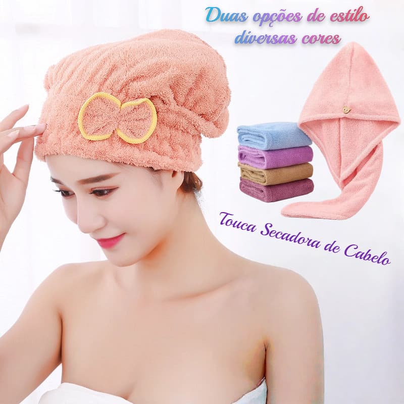 kit 3/5/10 Touca de Microfibra Coral Secagem Rápida Cabelo Feminino com Laço Fofo Absorvente e Macia