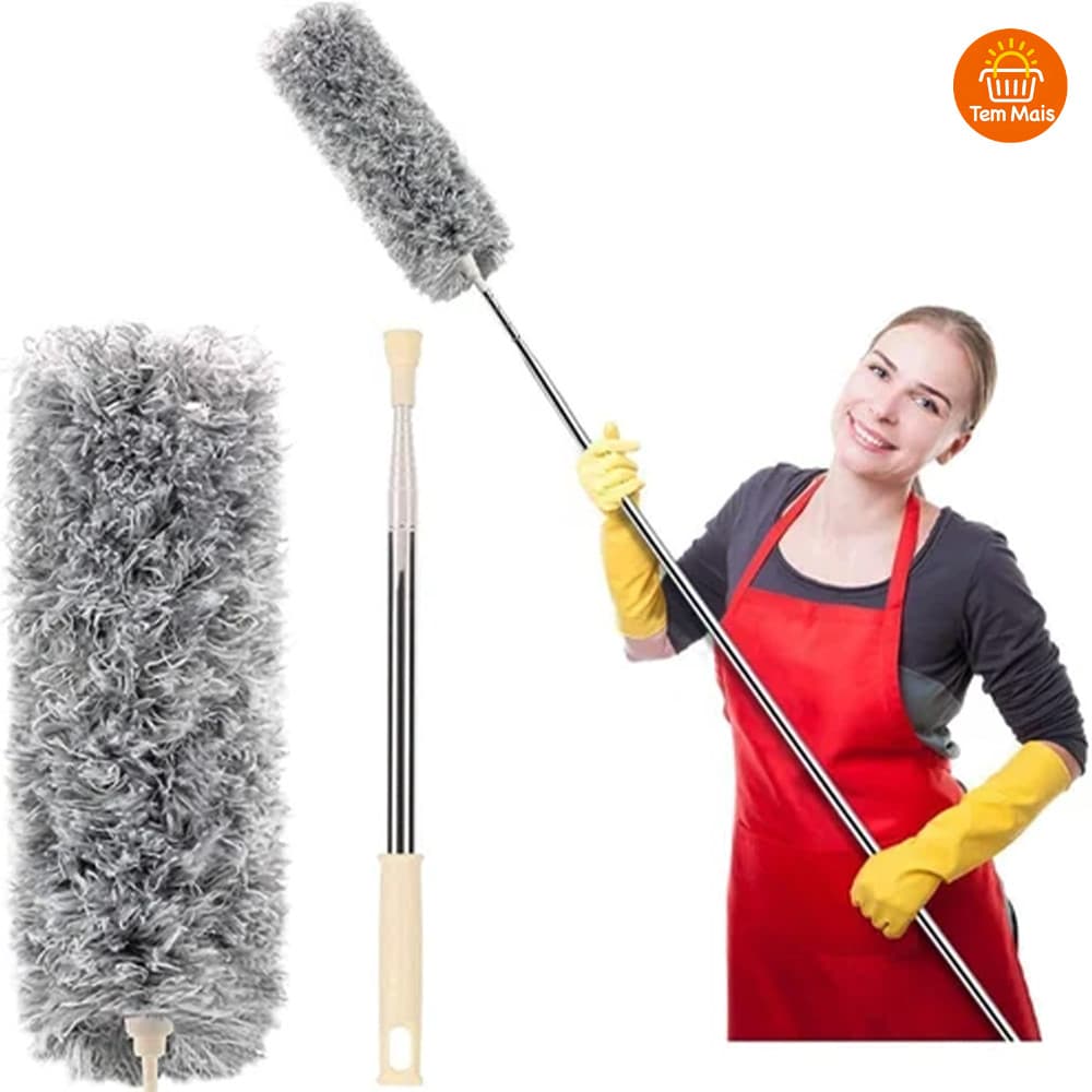 Vassoura de Pó com Cabo Longo e Ajustável 280cm – Ideal para Remover Teias de Aranha e Poeira no Alto