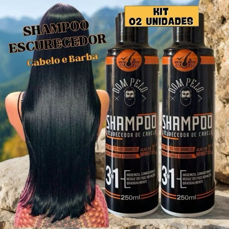 2 Shampoos Escurecedor Para Cabelo Branco 250ml Dom Pelo - Original