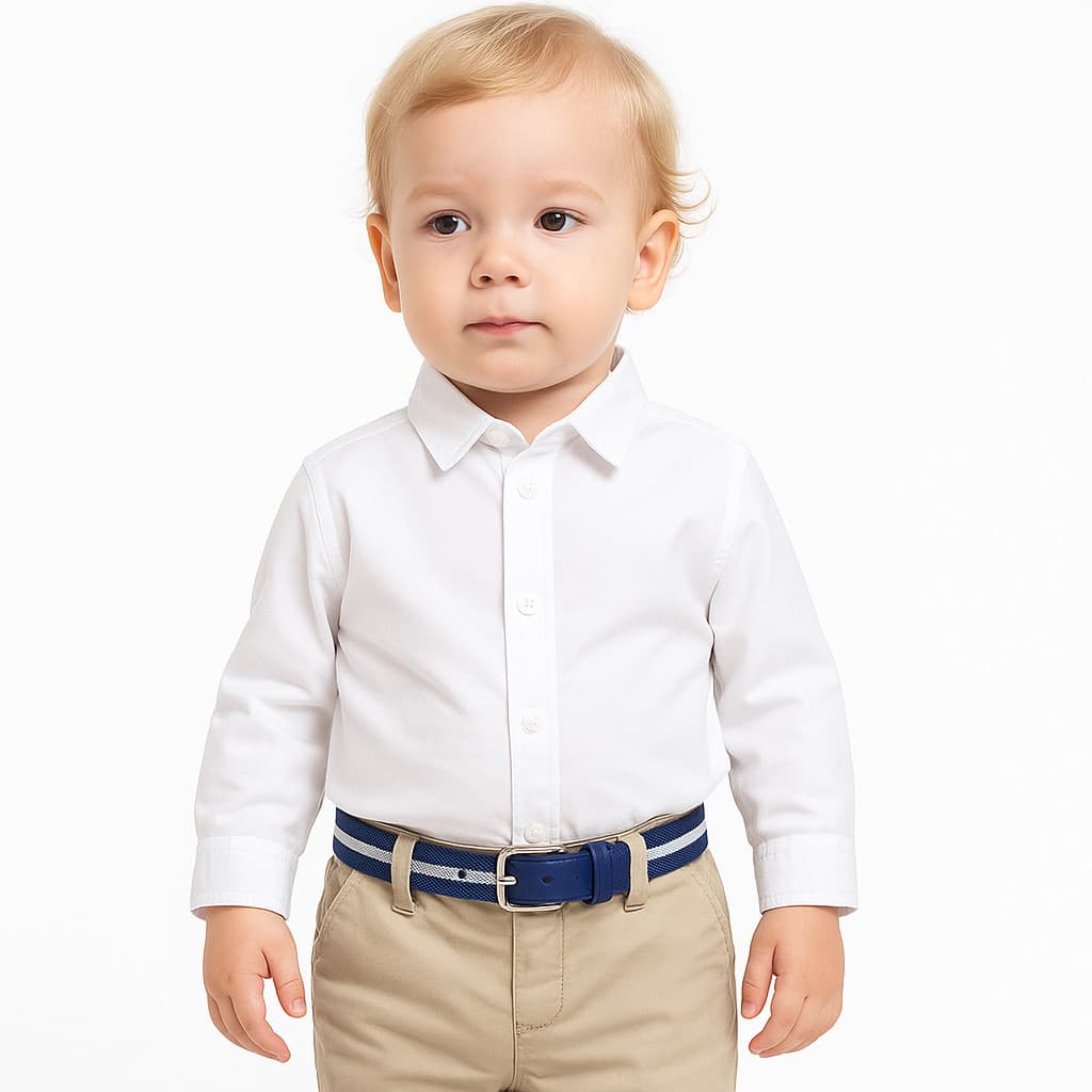 Cinto Elástico Listrado Infantil Social Esporte Fino Bebê Criança Fivela Prateada 2 cm P ao G