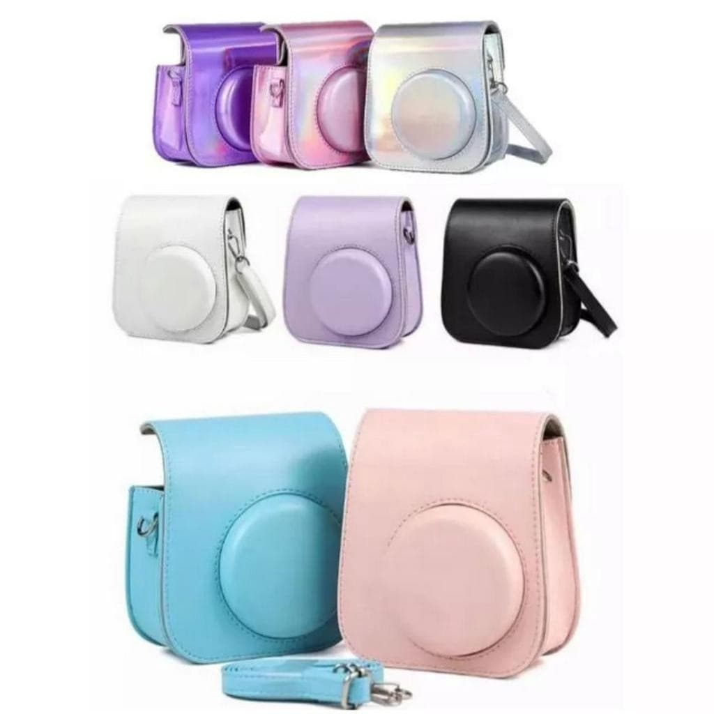Bolsa Capa Case Para Câmera Instax Mini 11 Com Alça Em Couro Sintético