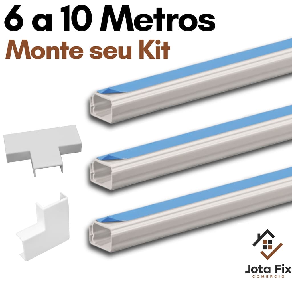 Canaleta para Fio Organizadora de Cabo 6 a 10 Metro Canaleta Adesiva Esconde Fio Conector Emenda