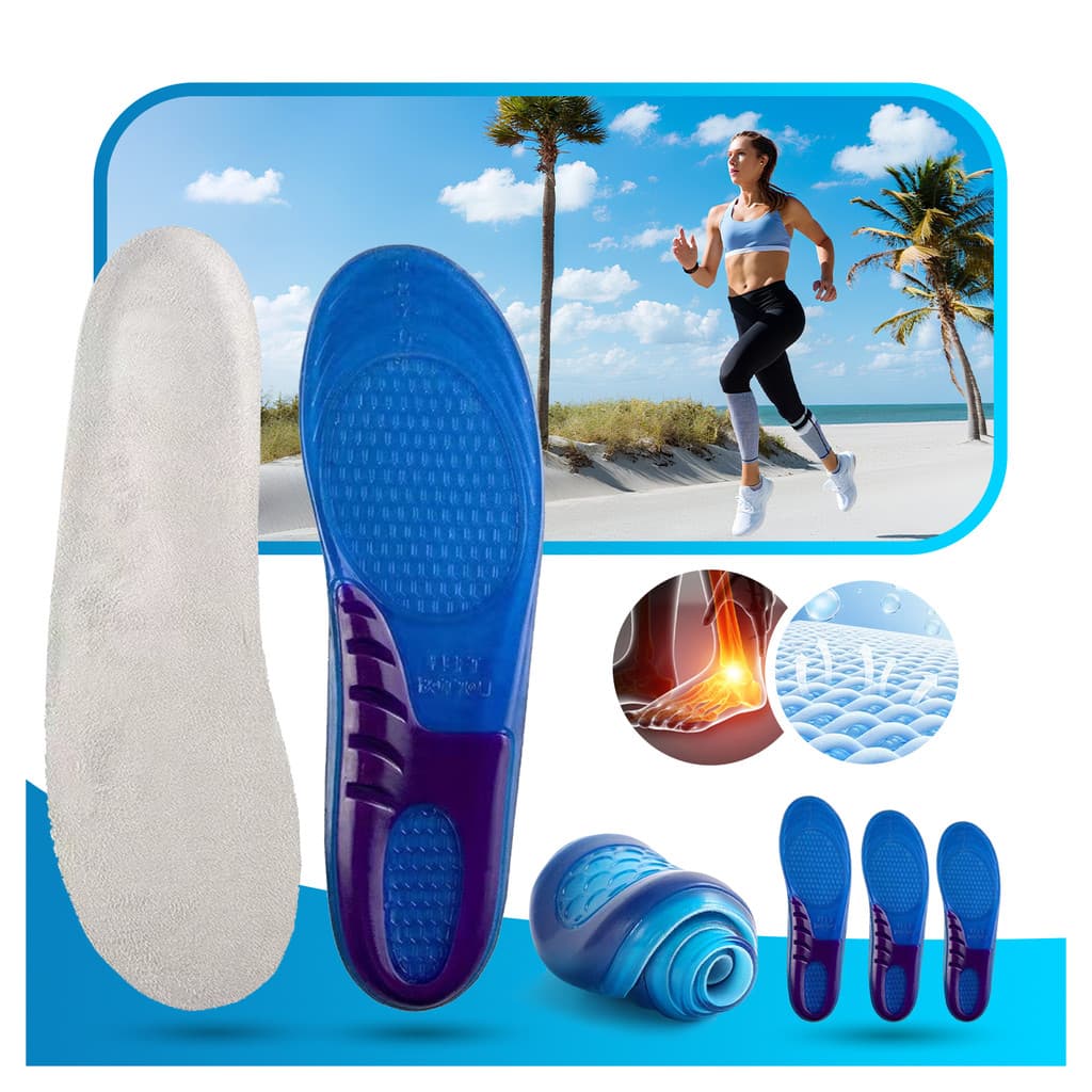 Par de Palmilha de Silicone Ortopédico Gel Pés Sapato Tênis Anti-Impacto Conforto