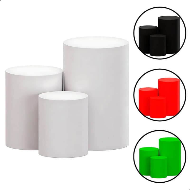 Trio De Capas Para Cilindros De Festa Branco P M G Com Elástico Veste Fácil Alta Qualidade