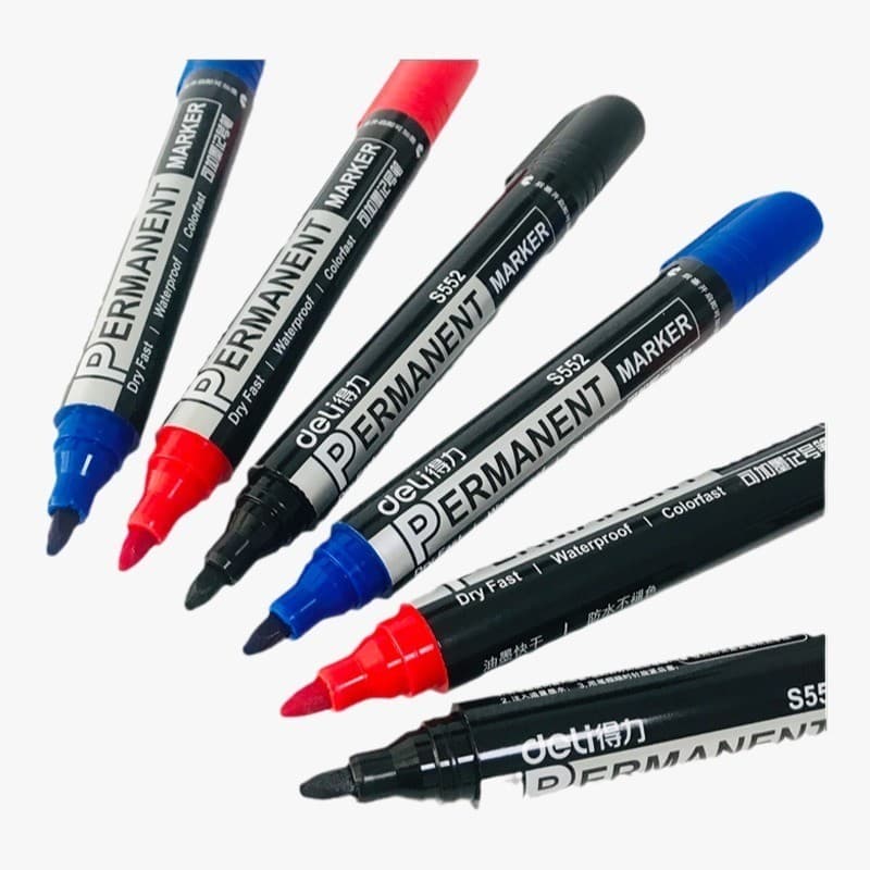 Kit 12 Canetas Marcadores Permanentes Tinta Preta Ponta 2.3mm – Uso Geral