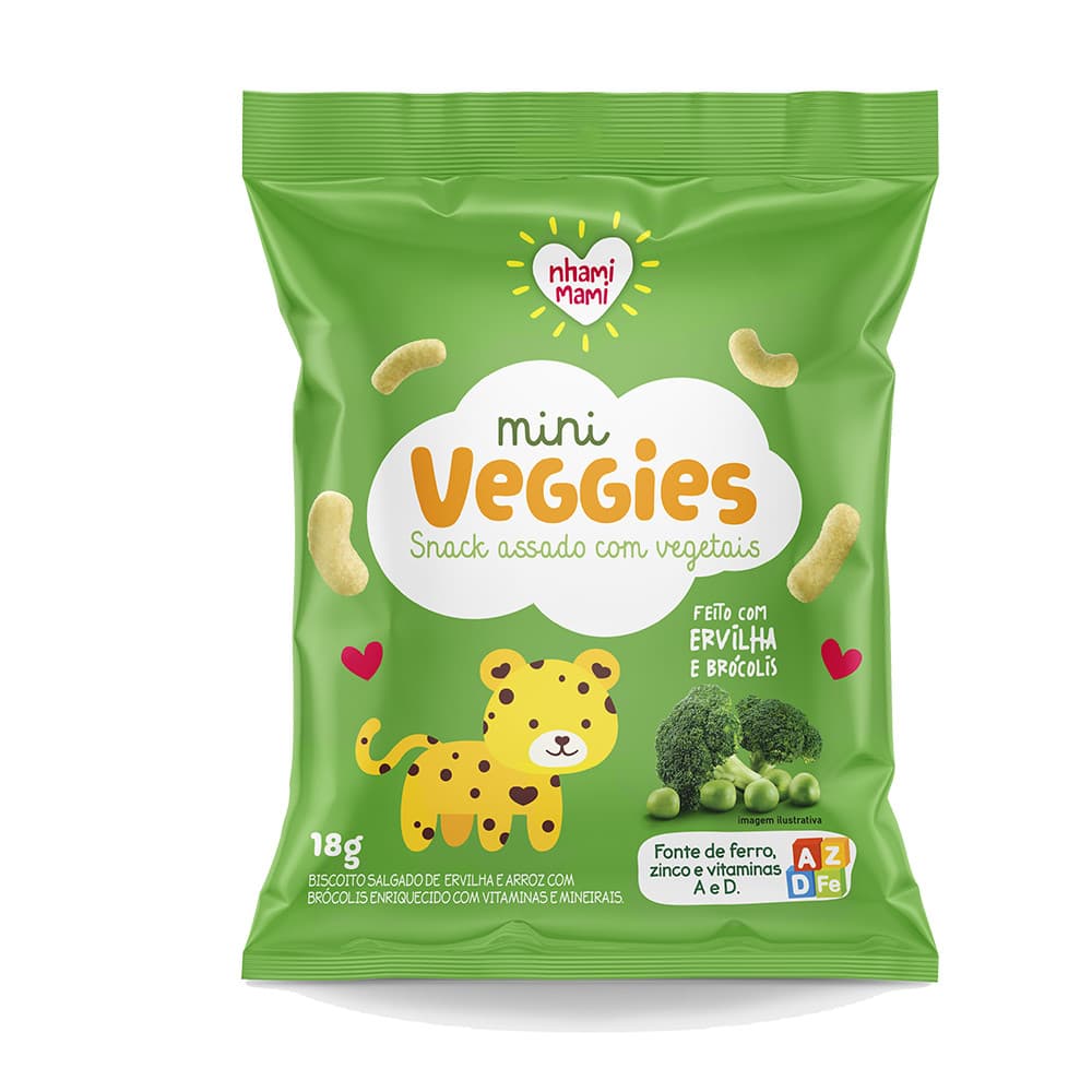 Kit 6 und Mini Veggie Snack Integral Ervilha e Brócolis -18g