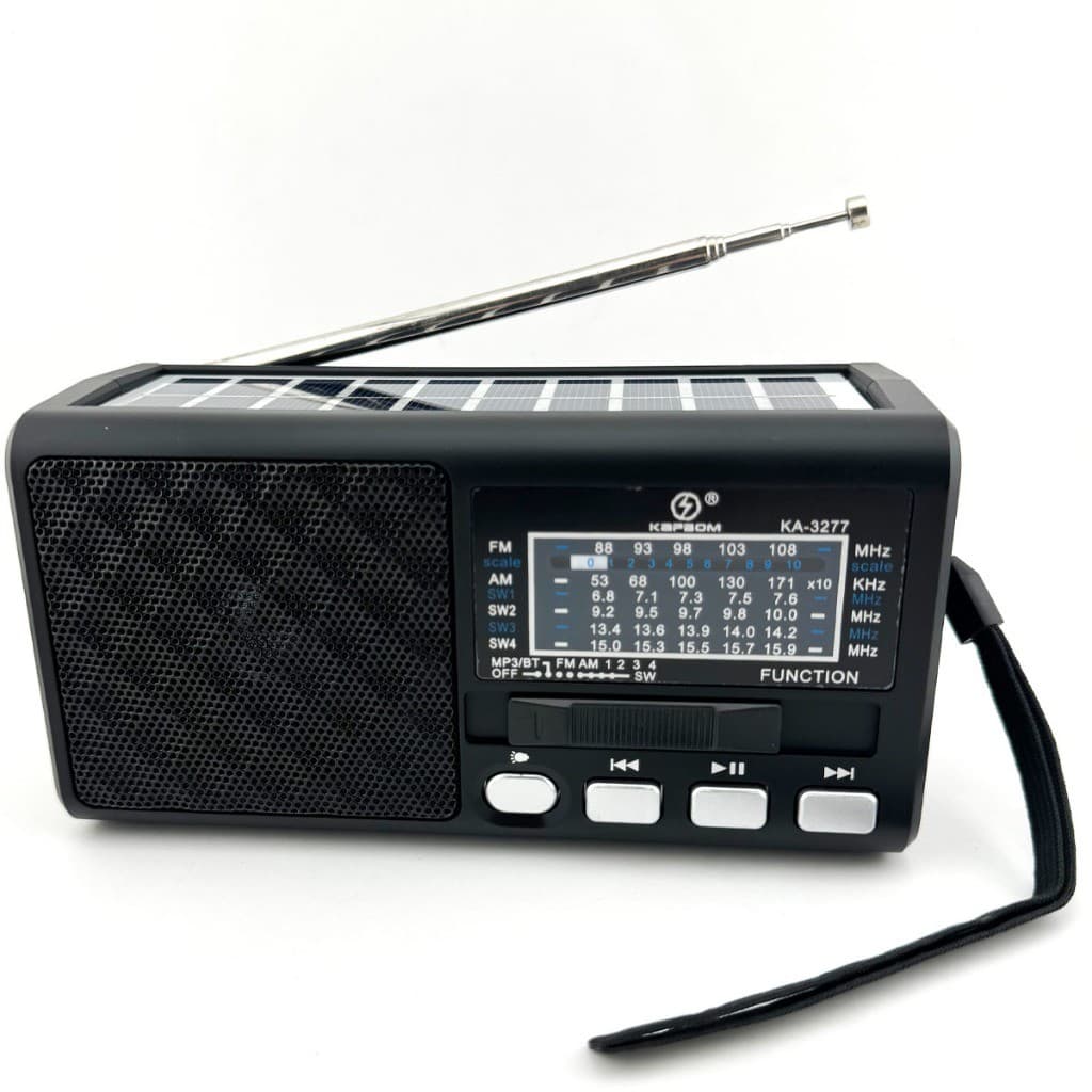 Rádio Portátil Bluetooth Painel Solar Rádio com lanterna FM AM SW USB TF