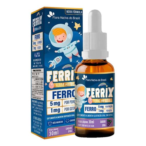 Suplemento Infantil Ferrix Ferro 5mg 30ml - Sabor Uva