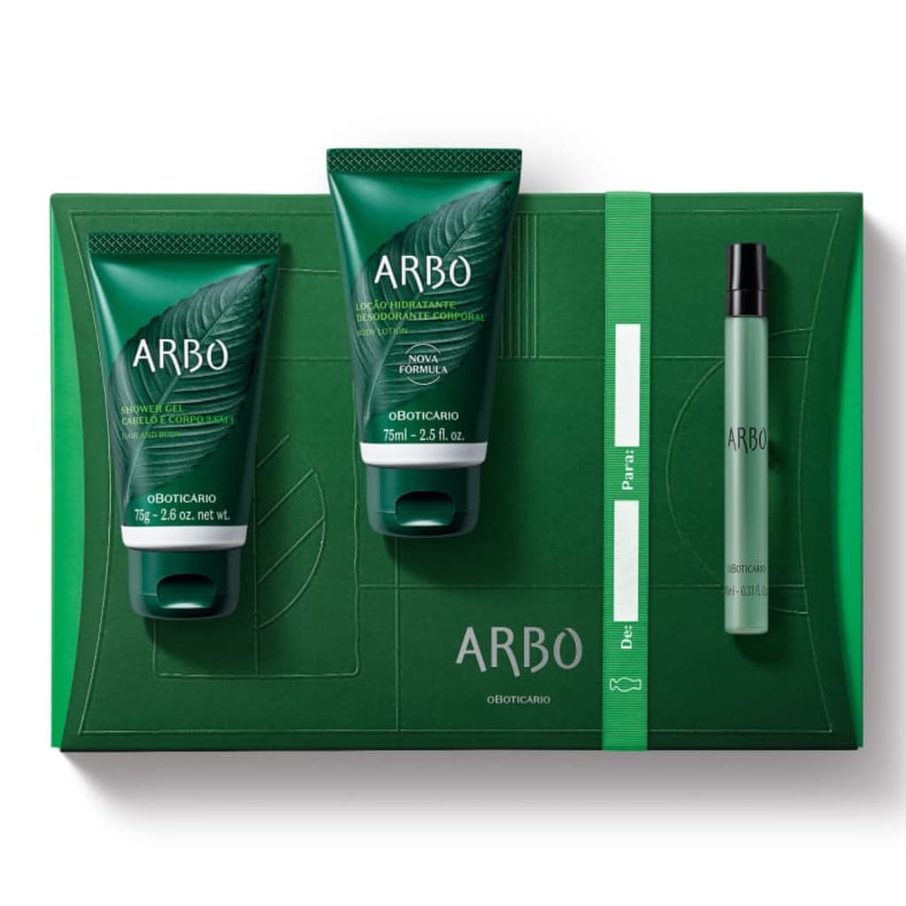 Estojo Arbo - Desodorante Colonia - Hidratante Corporal - Shower Gel Cabelo e Corpo