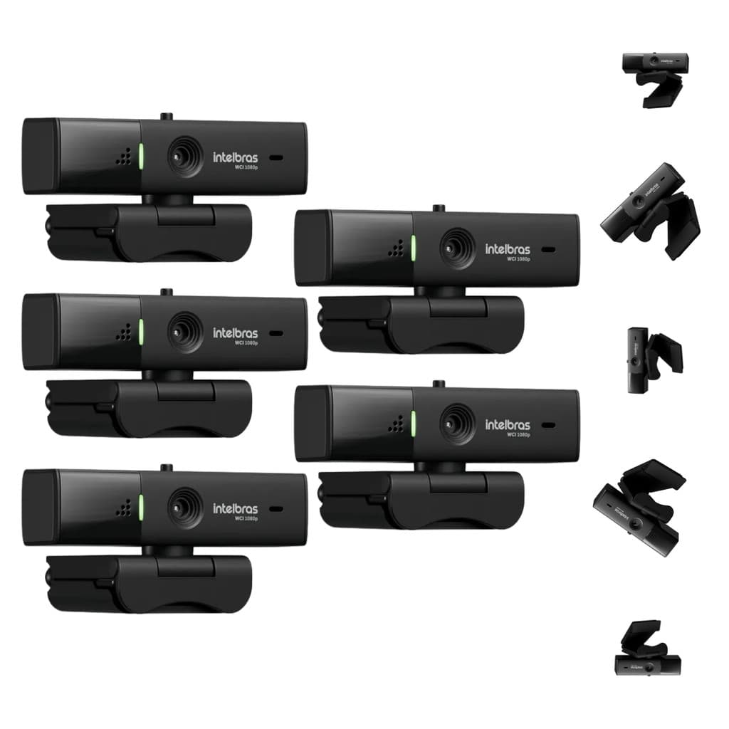 Kit 5 Webcams Full HD 60fps Intelbras WCI1080p HDR Privacidade NF Para Empresa