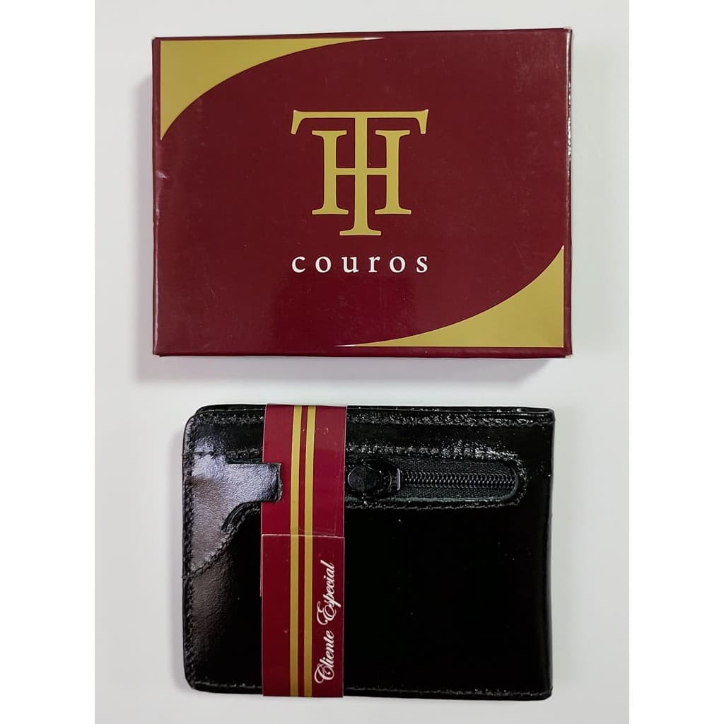 CARTEIRA  COURO ORIGINAL MASC. COM ZíPER (PRETO)