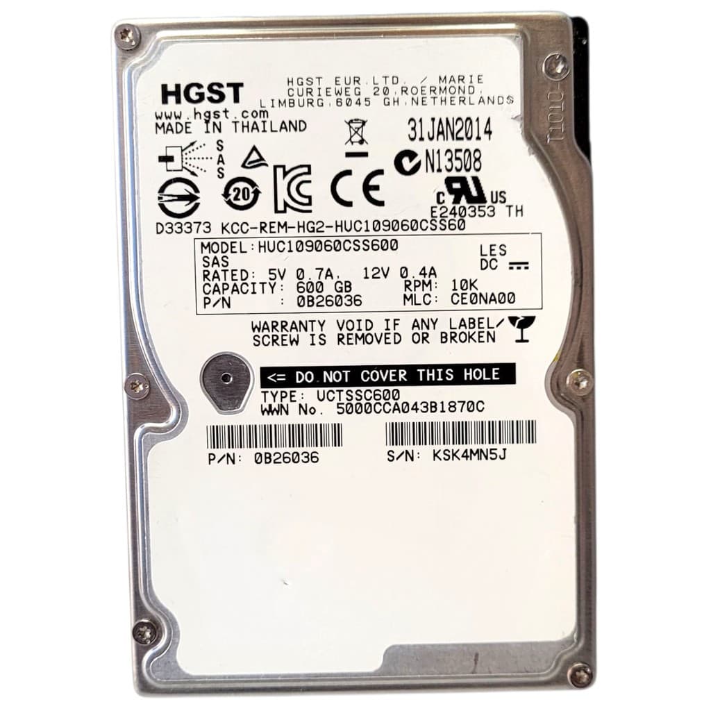 Hd Hitachi Ultrastar 0b26036 600gb Sas 6gbps 10k Rpm 2,5 64mb Cache Enterprise